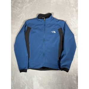 The North Face Mens Large Blue Black Apex Softshell Jacket Fleece Lined Full Zip